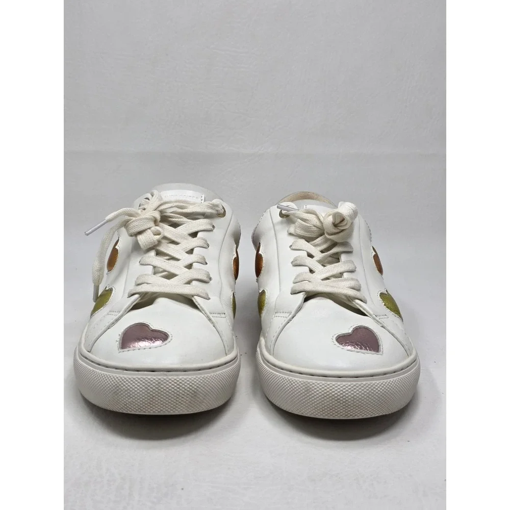 Kurt Geiger Womens London Lane Love White Leather Rainbow Heart Sneakers EU 38.5